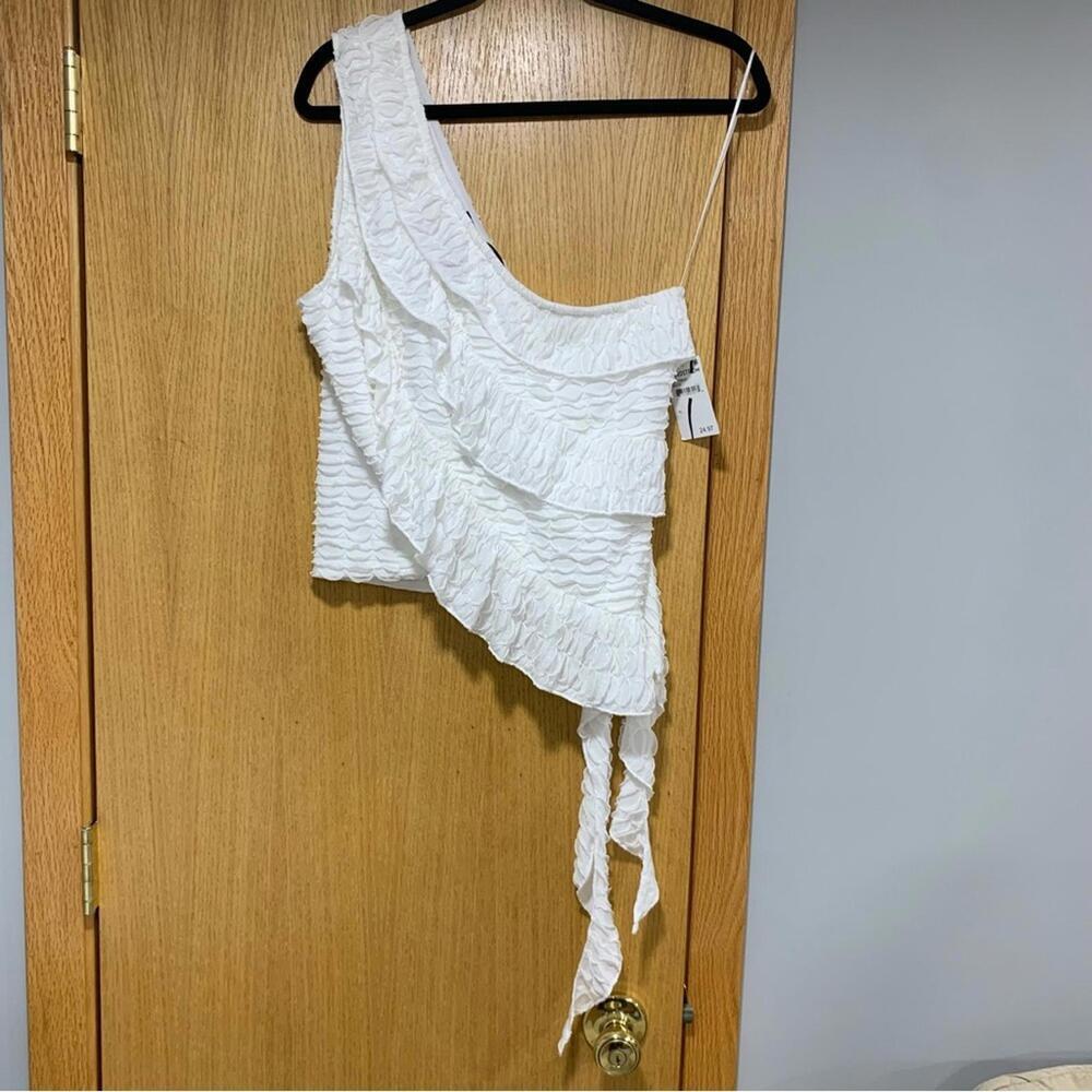 19 Cooper White One Shoulder Ruffle Top - Size XL